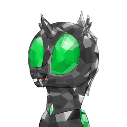 Size: 4000x4000 | Tagged: safe, artist:rumstone, imported from derpibooru, oc, oc only, oc:rumstone, changeling, crystal pony, changeling oc, crystal changeling, crystallized, gem, gemstones, green changeling, profile picture, shine, simple background, solo, the crystal empire 10th anniversary, transparent background
