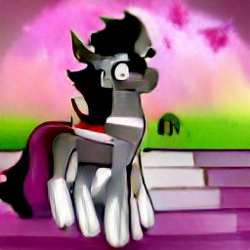 Size: 256x256 | Tagged: safe, imported from derpibooru, king sombra, pony, ai content, ai generated, clothes, generator:craiyon, multiple legs, pink background, simple background, sleipnir, solo, stairs, the crystal empire 10th anniversary