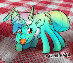 Size: 2000x1724 | Tagged: safe, artist:midnightpremiere, imported from derpibooru, lyra heartstrings, ant, ant pony, bug pony, insect, original species, cute, female, food, insectified, lyrabetes, lyrant, mare, signature, solo, species swap