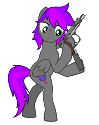 Size: 2994x3752 | Tagged: safe, artist:equestria secret guard, imported from derpibooru, oc, oc:saien yesha, oc:赛恩夜煞, pegasus, pony, pony creator, bipedal, bullet, gun, hoofgun, male, pegasus oc, reloading, simple background, solo, stallion, transparent background, weapon