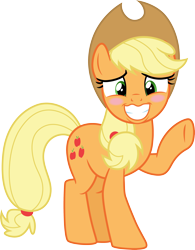 Size: 3000x3841 | Tagged: safe, artist:cloudy glow, imported from derpibooru, applejack, made in manehattan, .ai available, blushing, simple background, solo, transparent background, vector