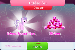 Size: 1270x860 | Tagged: safe, imported from derpibooru, diamond tiara, earth pony, pony, bundle, costs real money, english, female, gameloft, gem, jewelry, mare, my little pony: magic princess, numbers, official, older, older diamond tiara, sale, solo, solo focus, text, tiara
