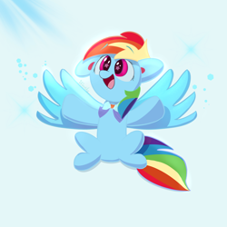 Size: 4000x4000 | Tagged: safe, artist:winstiky, imported from derpibooru, rainbow dash, pegasus, awesome, cute, one ear down, solo, spoilers for another series, starry eyes, wingding eyes
