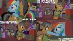 Size: 4400x2475 | Tagged: safe, edit, edited screencap, editor:quoterific, imported from derpibooru, screencap, biff, doctor caballeron, quibble pants, rainbow dash, withers, earth pony, pegasus, pony, stranger than fan fiction, dialogue, female, henchmen, male, mare, quote, rogue (g4), sunglasses, text, unnamed character, unnamed pony