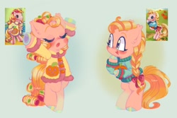 Size: 2048x1368 | Tagged: safe, artist:sidruni, imported from derpibooru, cupcake (g3), earth pony, pony, bow, braid, clothes, colored hooves, female, g3, g3 to g4, g4, generation leap, hair bow, mare, robe, signature, sweater