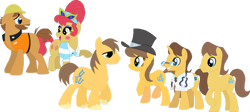 Size: 1024x460 | Tagged: safe, artist:selenaede, artist:starryoak, imported from derpibooru, big wig, caramel, chance-a-lot, creme brulee, doctor horse, doctor stable, jim beam, toffee, earth pony, unicorn, 2017, base used, blush sticker, blushing, brother and sister, brothers, clothes, father and child, father and daughter, father and son, female, glasses, hard hat, hat, jimwig, like father like daughter, like father like son, like mother like daughter, like mother like son, like parent like child, male, mare, mascara, missing cutie mark, mother and child, mother and daughter, mother and son, necktie, parent:big wig, parent:jim beam, shirt, siblings, simple background, stallion, stethoscope, sunglasses, sunglasses on head, t-shirt, top hat, transparent background, unshorn fetlocks