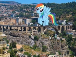 Size: 800x600 | Tagged: safe, artist:alandssparkle, edit, imported from derpibooru, rainbow dash, pegasus, pony, algeria, bridge, city, constantine (algeria), irl, photo, ponies in real life