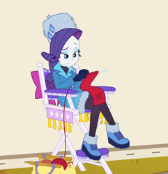 Size: 1920x1991 | Tagged: safe, composite screencap, edit, edited screencap, imported from derpibooru, screencap, rarity, human, equestria girls, equestria girls series, holidays unwrapped, spoiler:eqg series (season 2), blizzard or bust, boots, clothes, crossed legs, female, hat, jewelry, knitting, mittens, outdoors, rarity's winter hat, shoes, solo, sweater, turtleneck, winter coat, winter hat, winter outfit