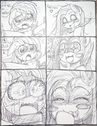 Size: 744x960 | Tagged: safe, artist:ponywarlord777, imported from derpibooru, pinkie pie, rainbow dash, earth pony, pegasus, pony, fanfic:cupcakes, comic, japanese, pinkamena diane pie, traditional art
