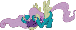 Size: 993x392 | Tagged: safe, artist:pascalmulokozi2, edit, edited screencap, imported from derpibooru, screencap, fluttershy, saddle rager, pegasus, pony, power ponies (episode), background removed, covering, cowering, eyes closed, female, mare, not a vector, open mouth, power ponies, simple background, solo, transparent background
