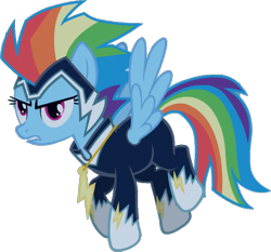Size: 834x777 | Tagged: safe, artist:pascalmulokozi2, edit, edited screencap, imported from derpibooru, screencap, rainbow dash, zapp, pegasus, pony, power ponies (episode), angry, background removed, female, flying, mare, not a vector, power ponies, serious, serious face, simple background, solo, transparent background