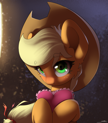 Size: 3500x4000 | Tagged: safe, artist:skitsroom, imported from derpibooru, applejack, earth pony, pony, blushing, cute, heart, jackabetes, looking at you, solo