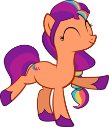 Size: 3714x4334 | Tagged: safe, artist:ironm17, imported from derpibooru, sunny starscout, earth pony, pony, ^^, absurd resolution, colored hooves, cute, eyes closed, female, g4, g5, g5 to g4, generation leap, mane stripe sunny, mare, multicolored mane, my little pony: make your mark, my little pony: make your mark chapter 2, my little pony: tell your tale, palindrome get, show accurate, simple background, smiling, solo, standing on two hooves, sunnybetes, transparent background, vector