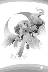 Size: 750x1125 | Tagged: safe, imported from derpibooru, princess luna, alicorn, pony, my little pony: the manga, spoiler:manga3, female, grayscale, mare, monochrome, my little pony: the manga volume 3, simple background, solo, white background