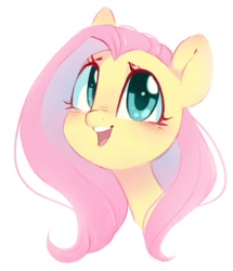 Size: 919x1068 | Tagged: safe, artist:melodylibris, imported from derpibooru, fluttershy, pegasus, pony, bust, cute, female, mare, open mouth, open smile, shyabetes, simple background, smiling, solo, white background