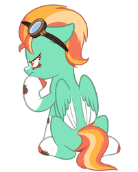 Size: 1265x1572 | Tagged: safe, artist:fuckomcfuck, imported from derpibooru, oc, oc:dust devil, pegasus, pony, base used, goggles, magical lesbian spawn, next generation, nonbinary, offspring, parent:lightning dust, parent:rainbow dash, parents:rainbowdust, simple background, solo, transparent background