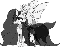 Size: 7565x6000 | Tagged: safe, artist:skylarpalette, imported from derpibooru, oc, oc only, oc:eclipse, alicorn, bat, bat pony, changeling, deer, deer pony, dracony, dragon, earth pony, griffon, hybrid, kirin, original species, pegasus, pony, seapony (g4), timber pony, timber wolf, zebra, alicorn oc, bat pony oc, bat wings, beak, changeling oc, cheek fluff, chest fluff, clothes, deer oc, dracony oc, ear fluff, earth pony oc, female, fluffy, griffon oc, horn, horns, insect wings, kirin oc, legs, long hair, long mane, long tail, magic, mare, non-pony oc, pegasus oc, pegasus wings, seapony oc, see-through, simple background, simple shading, solo, species swap, spread wings, tail, transparent background, transparent wings, wings, zebra oc