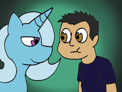 Size: 1600x1200 | Tagged: safe, artist:ardhamon, imported from derpibooru, trixie, human, pony, unicorn, duo, human and pony