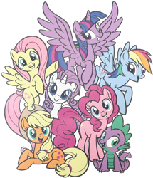 Size: 2060x2399 | Tagged: safe, imported from derpibooru, applejack, fluttershy, pinkie pie, rainbow dash, rarity, spike, twilight sparkle, alicorn, cute, mane six, simple background, stock vector, transparent background, twilight sparkle (alicorn)