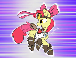Size: 1600x1237 | Tagged: safe, artist:redfoxjake, imported from derpibooru, apple bloom, earth pony, pony, alchemist, clothes, costume, female, filly, foal, goggles, solo