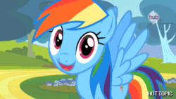 Size: 1280x720 | Tagged: safe, imported from derpibooru, rainbow dash, pegasus, pony, 2012, animated, artifact, female, happy, hot minute, hot topic, hub logo, hub network, interview, it came from youtube, link in description, logo, mare, nostalgia, smiling, sound, text, the hub, video, webm, youtube, youtube link, youtube video
