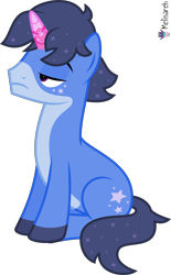 Size: 4000x6448 | Tagged: safe, artist:melisareb, imported from derpibooru, part of a set, pony, unicorn, .svg available, absurd resolution, crossover, kleptocorns, lidded eyes, male, raised hoof, simple background, sitting, solo, stallion, stars, stras, transparent background, vector
