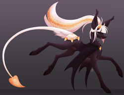 Size: 4788x3681 | Tagged: safe, artist:sadatrix, imported from derpibooru, oc, oc:lucielle, original species, pond pony, pony, absurd resolution, augmented, augmented tail, bat wings, closed species, female, mare, solo, tail, wings