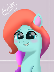 Size: 1800x2400 | Tagged: safe, artist:cobaltskies002, imported from derpibooru, earth pony, pony, bust, female, g5, grin, jazz hooves, portrait, smiling, solo, two toned mane