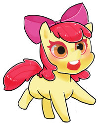 Size: 600x756 | Tagged: safe, artist:y_knowledge, imported from derpibooru, apple bloom, earth pony, pony, female, filly, foal, open mouth, simple background, solo, transparent background