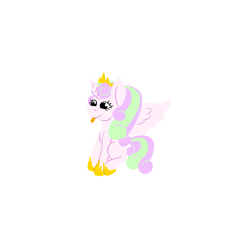 Size: 4000x4000 | Tagged: safe, artist:soundwavedragon, imported from derpibooru, oc, oc only, oc:fizzy sprinkles, alicorn, pony, :p, ambiguous gender, blank flank, crown, cute, eyelashes, genderfluid, hoof shoes, horn, jewelry, pink coat, png, regalia, simple, simple background, sitting, smiling, smol, solo, spread wings, tail, tiara, tongue out, transparent background, wings