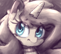 Size: 1042x913 | Tagged: safe, artist:llametsul, imported from derpibooru, oc, oc only, oc:creme cookie, pony, unicorn, bust, choker, concerned, female, mare, monochrome, sketch