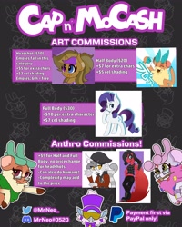 Size: 3277x4096 | Tagged: safe, artist:mrneo, imported from derpibooru, cap (tfh), cashmere (tfh), rarity, oc, oc:mohair, them's fightin' herds, advertisement, commission info, community related, paypal, tfh oc, velvet (tfh)