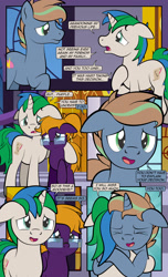 Size: 1920x3168 | Tagged: safe, artist:alexdti, imported from derpibooru, oc, oc only, oc:brainstorm (alexdti), oc:purple creativity, oc:star logic, pegasus, pony, unicorn, comic:quest for friendship, comic, crying, dialogue, ears back, eye contact, eyes closed, female, floppy ears, glasses, high res, hoof on chest, hooves, horn, hug, looking at each other, looking at someone, male, mare, narrowed eyes, open mouth, open smile, pegasus oc, raised hoof, smiling, speech bubble, stallion, tears of joy, two toned mane, unicorn oc