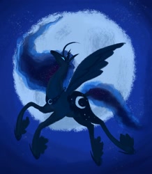 Size: 1654x1901 | Tagged: safe, artist:ombnom, imported from derpibooru, princess luna, alicorn, pony, digital art, moon, night, painting, solo