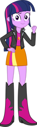 Size: 482x1658 | Tagged: safe, artist:customartwizard, twilight sparkle, equestria girls, boots, clothes, clothes swap, high heel boots, jacket, leather jacket, shirt, shoes, simple background, skirt, solo, transparent background, vest