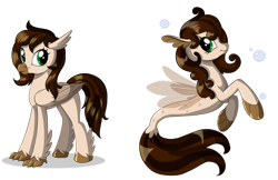 Size: 1280x827 | Tagged: safe, artist:sirzi, imported from derpibooru, oc, oc only, classical hippogriff, hippogriff, seapony (g4), beak, brown mane, bubble, claws, clothes, female, fin wings, fins, fish tail, flowing tail, folded wings, green eyes, looking at you, mare, see-through, simple background, smiling, solo, tail, transparent background, wings