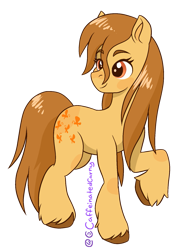 Size: 1155x1619 | Tagged: safe, artist:caffeinatedcarny, imported from derpibooru, butterscotch (g1), blushing, digital art, female, flower, g1, mare, simple background, solo, transparent background, unshorn fetlocks