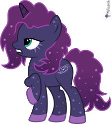 Size: 4000x4474 | Tagged: safe, artist:melisareb, imported from derpibooru, part of a set, pony, unicorn, .svg available, absurd resolution, crossover, female, galaxine, gradient mane, gradient tail, kleptocorns, lidded eyes, mare, raised hoof, simple background, solo, stars, tail, transparent background, vector