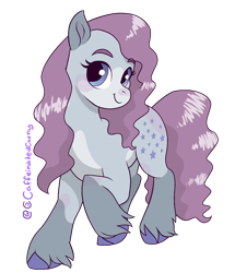 Size: 1368x1590 | Tagged: safe, artist:caffeinatedcarny, imported from derpibooru, blue belle, earth pony, pony, blushing, female, g1, looking at you, mare, markings, raised hoof, simple background, solo, transparent background, unshorn fetlocks