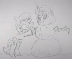 Size: 1657x1373 | Tagged: safe, artist:spoopygirl, imported from derpibooru, march gustysnows, clothes, loss (meme), sketch, snowman, traditional art
