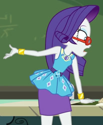 Size: 713x865 | Tagged: safe, imported from derpibooru, screencap, rarity, human, equestria girls, equestria girls series, happily ever after party, cropped, glasses, rarity peplum dress, solo