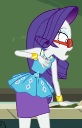 Size: 559x866 | Tagged: safe, imported from derpibooru, screencap, rarity, human, equestria girls, equestria girls series, happily ever after party, cropped, glasses, rarity peplum dress, solo