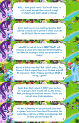 Size: 2048x3197 | Tagged: safe, imported from derpibooru, princess ember, rainbow dash, starlight glimmer, pegasus, pony, unicorn, dialogue, dialogue box, english, event, female, gameloft, implied fluttershy, mare, my little pony: magic princess, official, solo, solo focus, speech bubble, text
