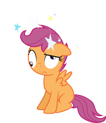 Size: 3000x3465 | Tagged: safe, artist:cloudy glow, imported from derpibooru, scootaloo, pegasus, pony, ponyville confidential, circling stars, dizzy, female, filly, foal, simple background, solo, transparent background, vector