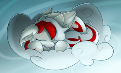 Size: 2500x1500 | Tagged: safe, artist:starcasteclipse, imported from derpibooru, oc, oc only, pegasus, pony, cloud, eyes closed, female, mare, on a cloud, sleeping, sleeping on a cloud, solo