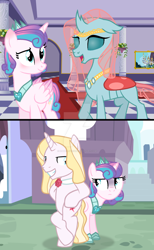 Size: 1280x2081 | Tagged: safe, artist:hate-love12, imported from derpibooru, ocellus, princess flurry heart, oc, oc:rosé red, alicorn, changedling, changeling, pony, unicorn, base used, female, horn, male, mare, older, older flurry heart, older ocellus, stallion, unicorn oc