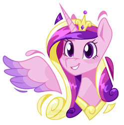 Size: 1080x1084 | Tagged: safe, artist:imaplatypus, imported from derpibooru, princess cadance, alicorn, pony, bust, crown, female, jewelry, mare, regalia, simple background, smiling, solo, white background