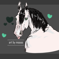 Size: 600x600 | Tagged: safe, artist:moooo, imported from derpibooru, oc, oc only, oc:floor bored, horse, /mlp/, :p, female, heart, hoers, looking at you, mare, solo, tongue out