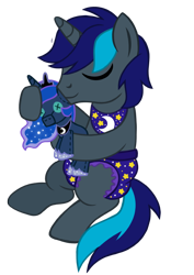 Size: 636x900 | Tagged: safe, artist:jennieoo, imported from derpibooru, princess luna, oc, oc:nightward, pony, unicorn, diaper, diaper fetish, fetish, non-baby in diaper, patreon, patreon reward, plushie, pony plushie, show accurate, simple background, sketch, sleeping, solo, transparent background