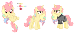 Size: 3408x1624 | Tagged: safe, artist:kiracatastic, imported from derpibooru, oc, oc only, alicorn, pony, alicorn oc, base used, bow, clothes, frown, hair bow, horn, multicolored hair, rainbow hair, simple background, story included, white background, wings